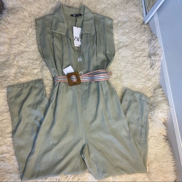 NWT ZARA BELTED JUMPSUIT - Picture 4 of 10